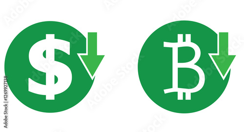  download fund vector icon, dollar and bitcoin download fund