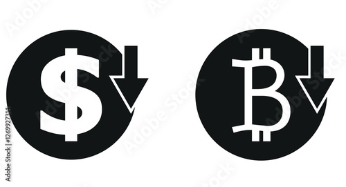  download fund vector icon, dollar and bitcoin download fund