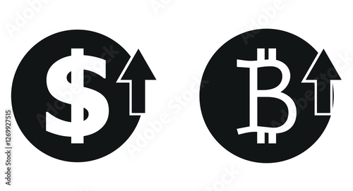  dollar and bitcoin decline fund vector icon