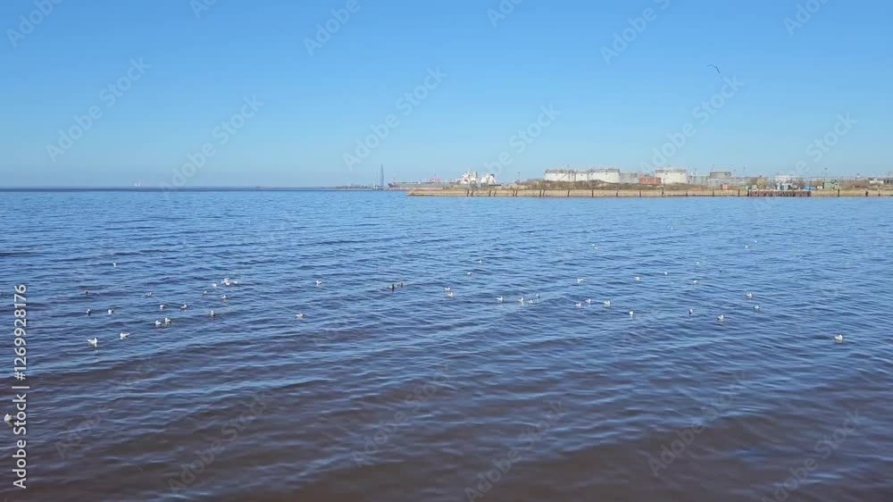 Horizon on the water, summer sunny day on the sea Horizon on the water, summer sunny day on the sea
