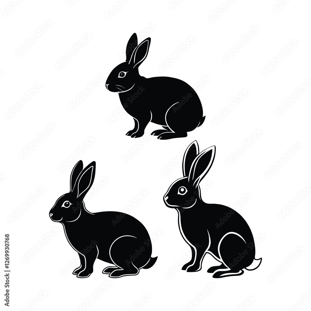 Fototapeta premium Rabbits silhouette vector art illustrator animal