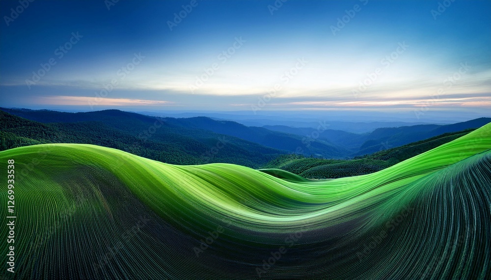 Fototapeta premium modern green and blue color wave flowing design background