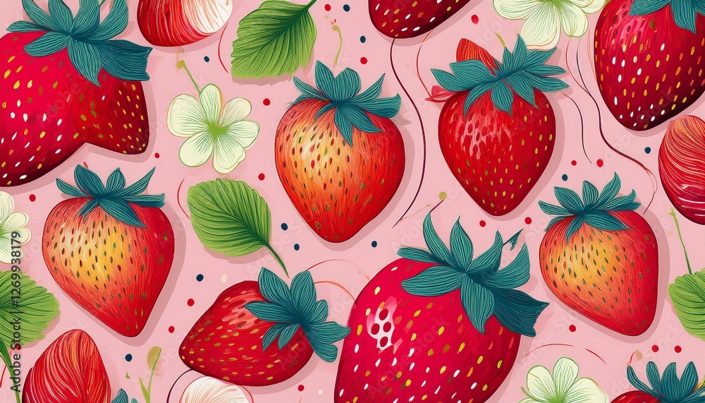 abstract seamless pattern with colorful strawberries modern background summer wallpaper abstract seamless pattern with colorful strawberries modern background summer wallpaper