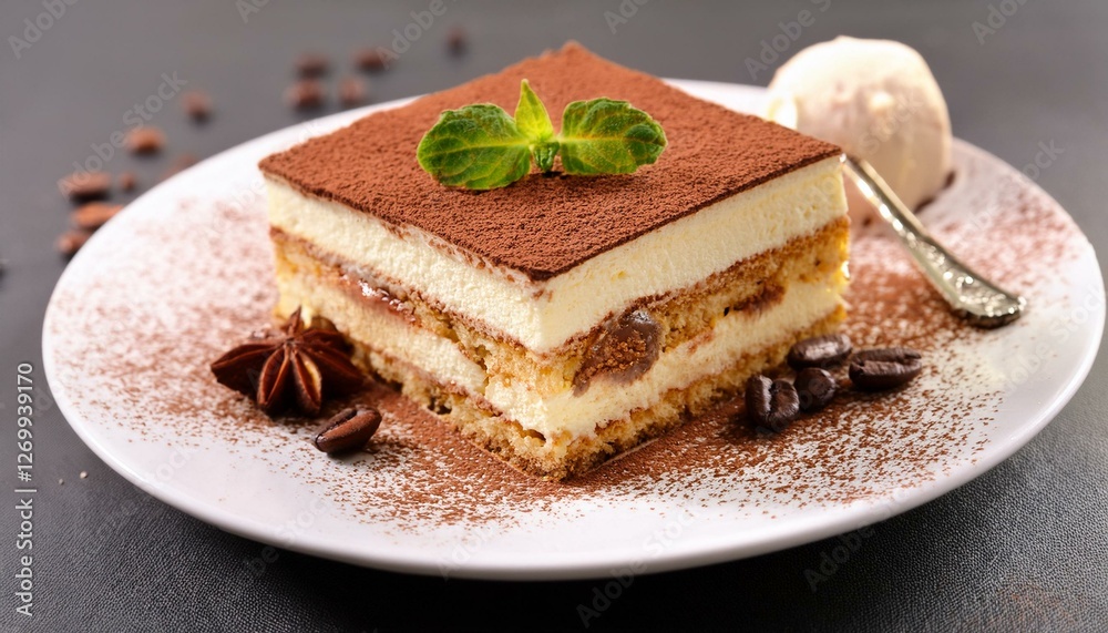 slice of gourmet italian tiramisu dessert slice of gourmet italian tiramisu dessert
