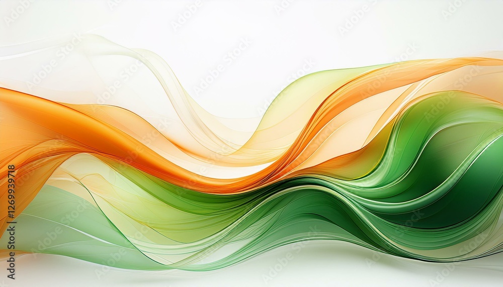 Obraz premium abstract background with graceful green and orange waves on a white background