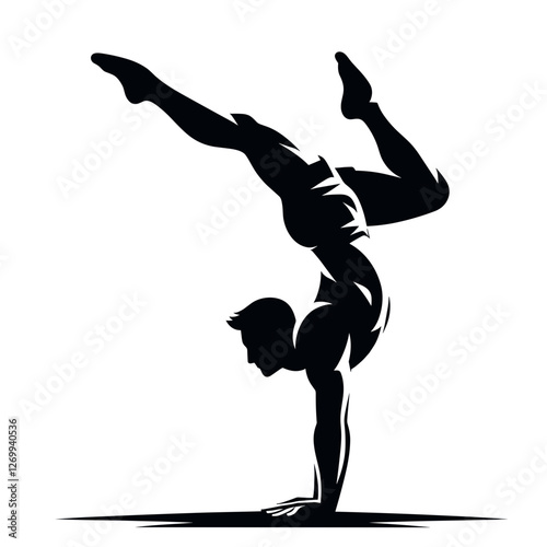 Gymnast performing a handstand silhouette