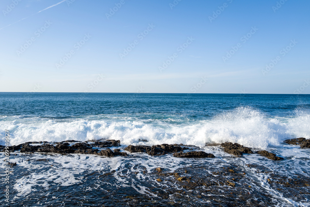 Fototapeta premium Kotohikihama Beach in Asia, Japan, Kansai, Kinosaki, in summer, on a sunny day.
