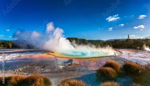 te puia geyser in rotorua north island new zealand photo