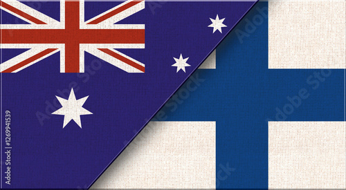 Double Flag of Australia and Finland. Australian and Finnish National flags photo