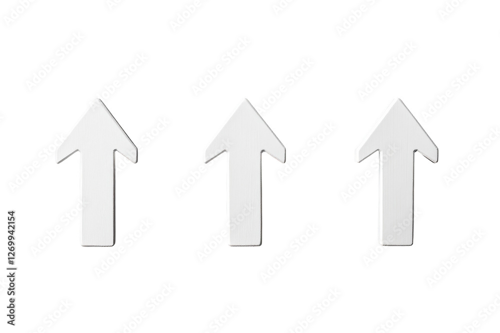 Three upward-facing arrows positioned on a textured dark background in a creative arrangement isolated on transparent background Three upward-facing arrows positioned on a textured dark background in a creative arrangement isolated on transparent background