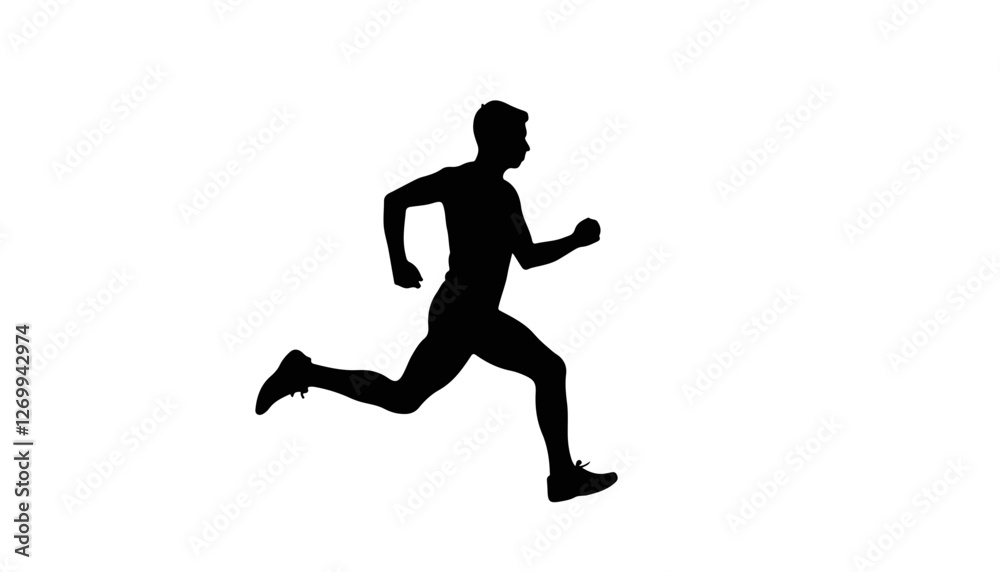 Silhouette of a running man in motion