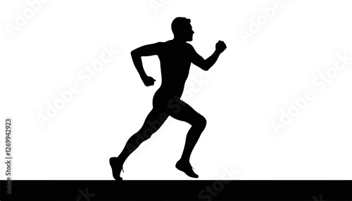 Running silhouette in motion on a plain background
