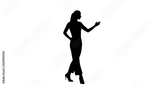 Silhouette of woman gesturing in a graceful pose