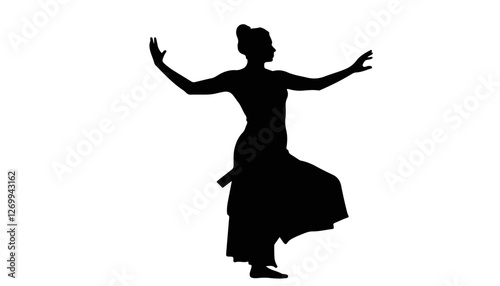 Silhouette of a dancer performing against a white background