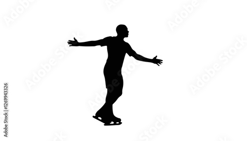 Silhouette of a male figure skating gracefully on ice