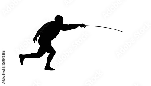 Silhouette of a person wielding a sword in motion