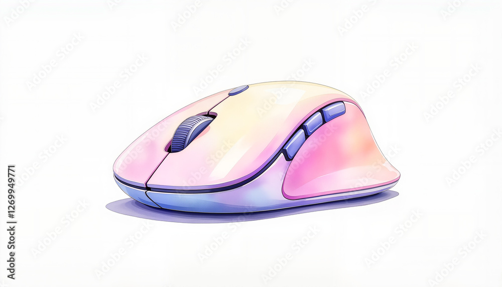 Modern ergonomic wireless mouse in pastel tones, stylish tech design Modern ergonomic wireless mouse in pastel tones, stylish tech design