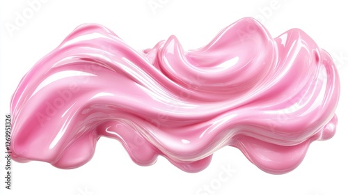 A vibrant swirl of glossy pink cream, creating a dreamy and soft texture. Perfect for beauty or artistic concepts.