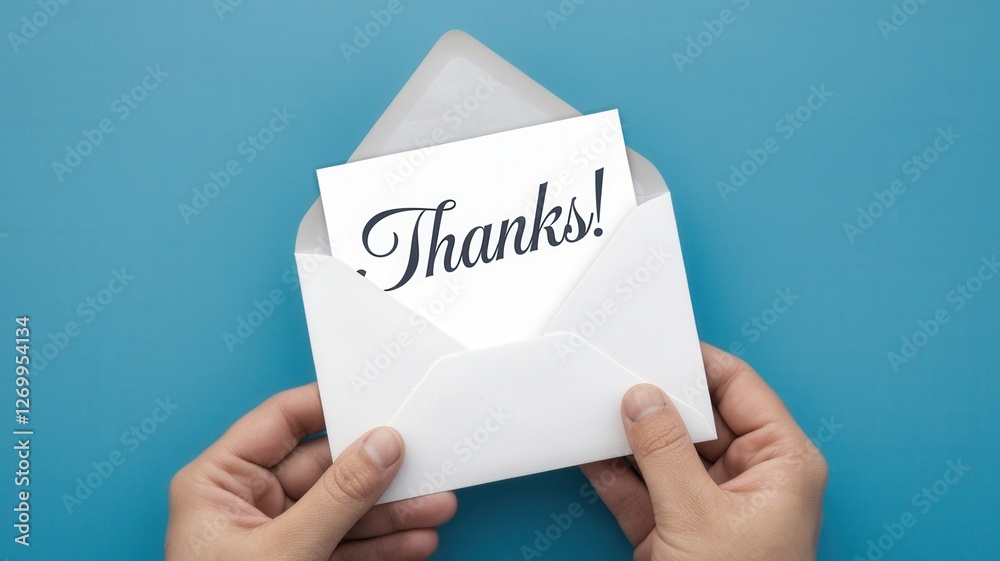 A person is holding a thank you card in envelope A person is holding a thank you card in envelope
