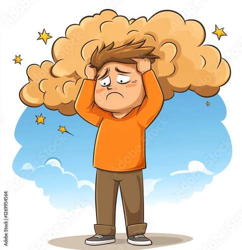 A modern, isolated icon depicting an anemic condition with a lightheaded male face, illustrating dizziness, weakness, fatigue, and imbalance in healthcare