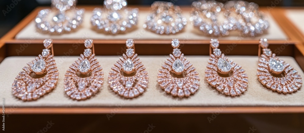 Obraz premium Elegant Diamond Earrings Showcase in a Luxurious Jewelry Boutique
