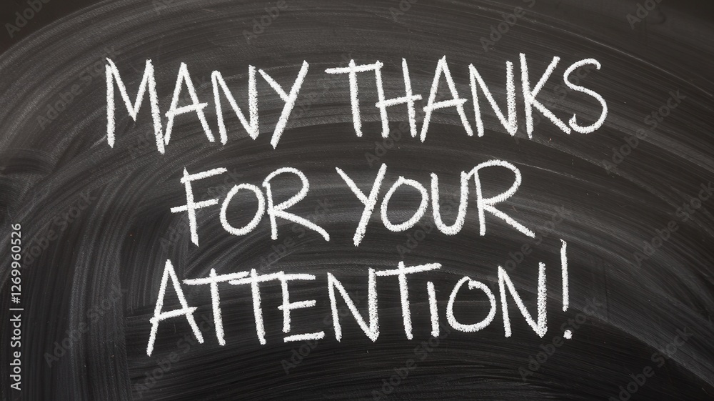 Message written in chalk on a dark chalkboard surface Message written in chalk on a dark chalkboard surface