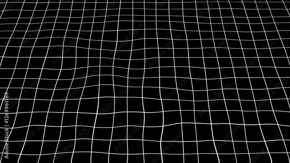 Looping 3D distorted grid paper animation background. Wavy grid lines motion in 4K, perfect for editing, presentations, and creative projects.