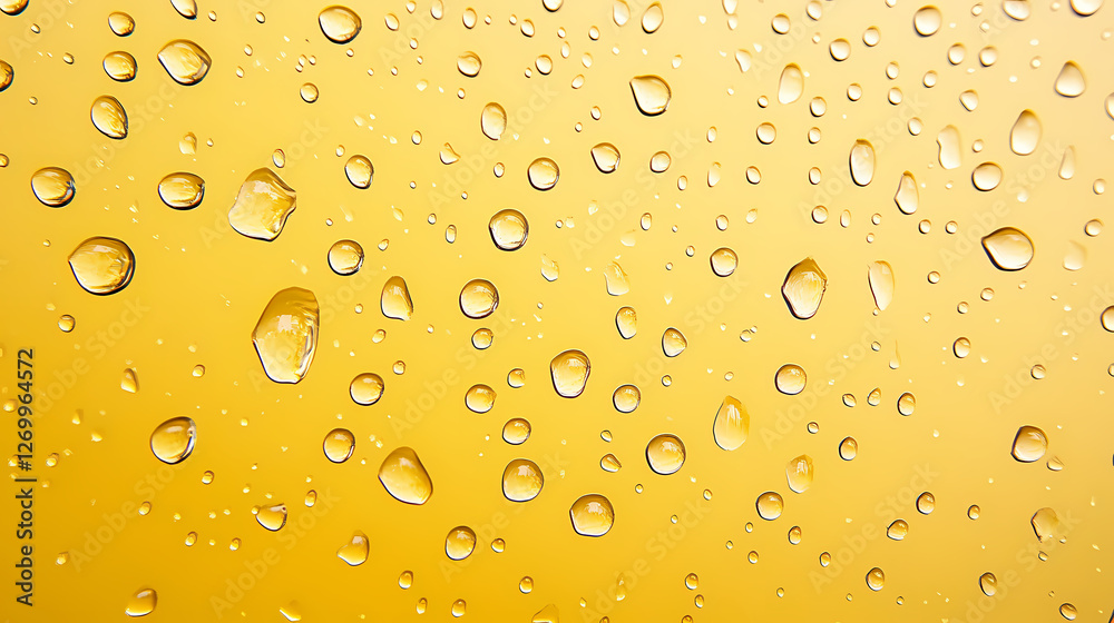 Water droplets on yellow glass surface forming a misty veil, reflection, water droplets. Glass Veil Sorcerers. Illustration Water droplets on yellow glass surface forming a misty veil, reflection, water droplets. Glass Veil Sorcerers. Illustration
