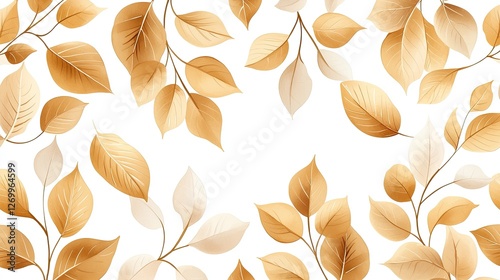 Golden Autumn Leaves Botanical Illustration Design