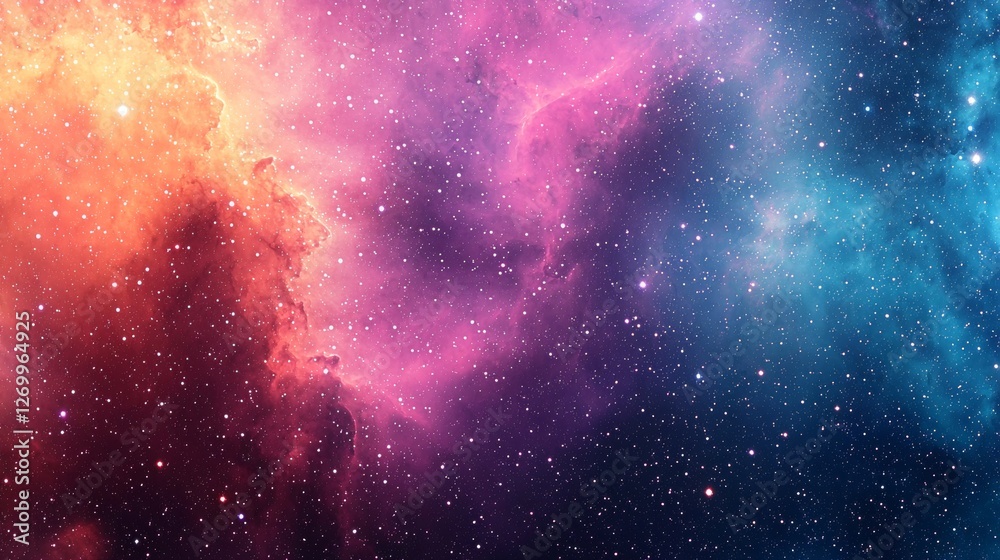 Fototapeta premium Beautiful Nebula and Galaxy with Stars in Pink, Blue, Purple, and Orange