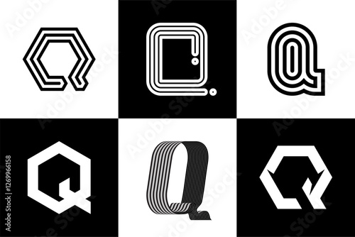 Set of Letter Q, Fonts, Logo Design and Vector Illustration.