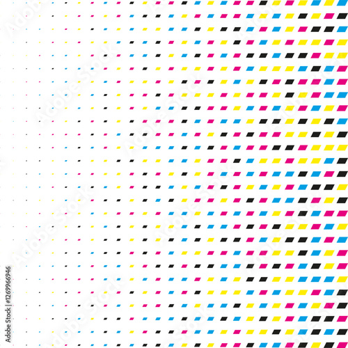 CMYK Linear Gradient Halftone Parallelogram Pattern