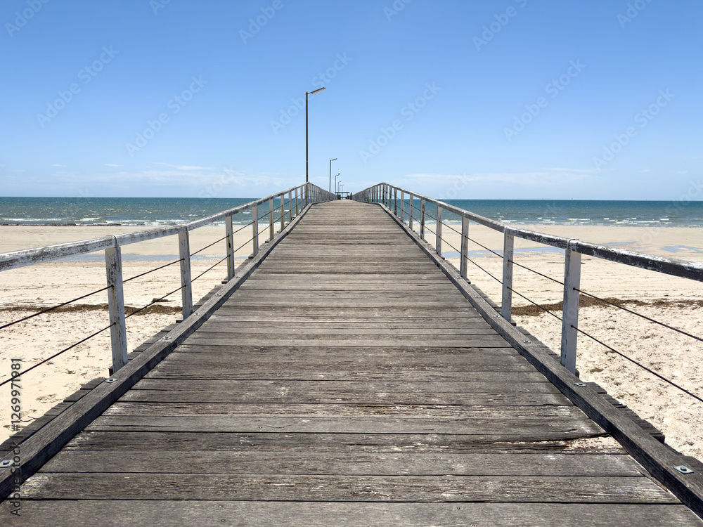 Historic Largs Jetty on Largs Beach in Adelaide, South Australia Historic Largs Jetty on Largs Beach in Adelaide, South Australia