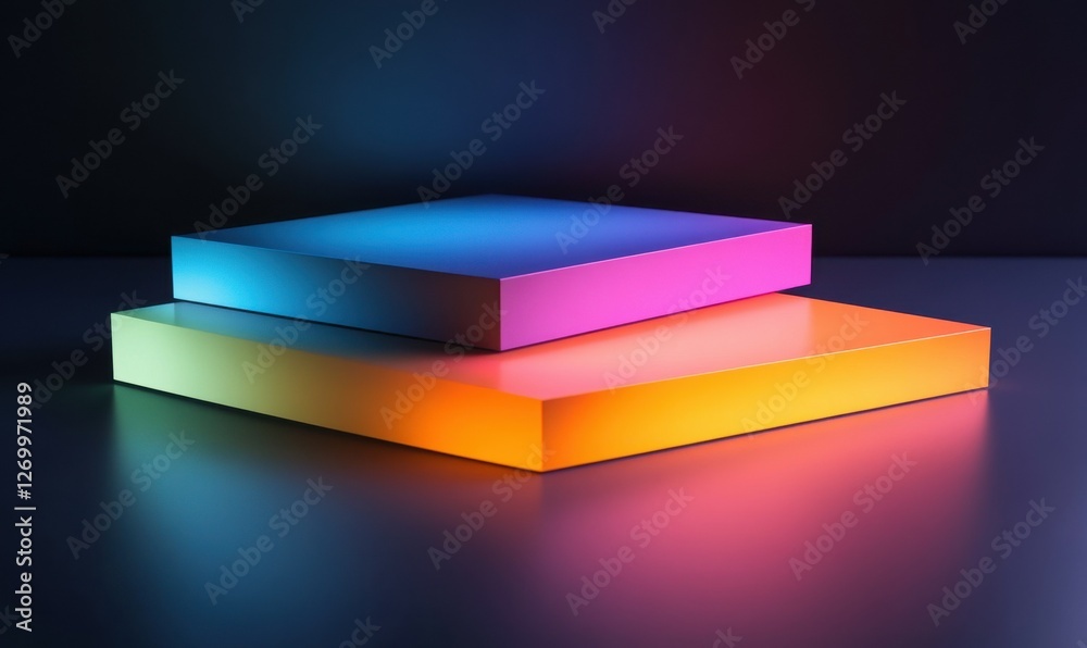 Abstract geometric shapes with vibrant colors on a black background, soft glowing light creating a futuristic look, clean and modern, sharp and dynamic Abstract geometric shapes with vibrant colors on a black background, soft glowing light creating a futuristic look, clean and modern, sharp and dynamic