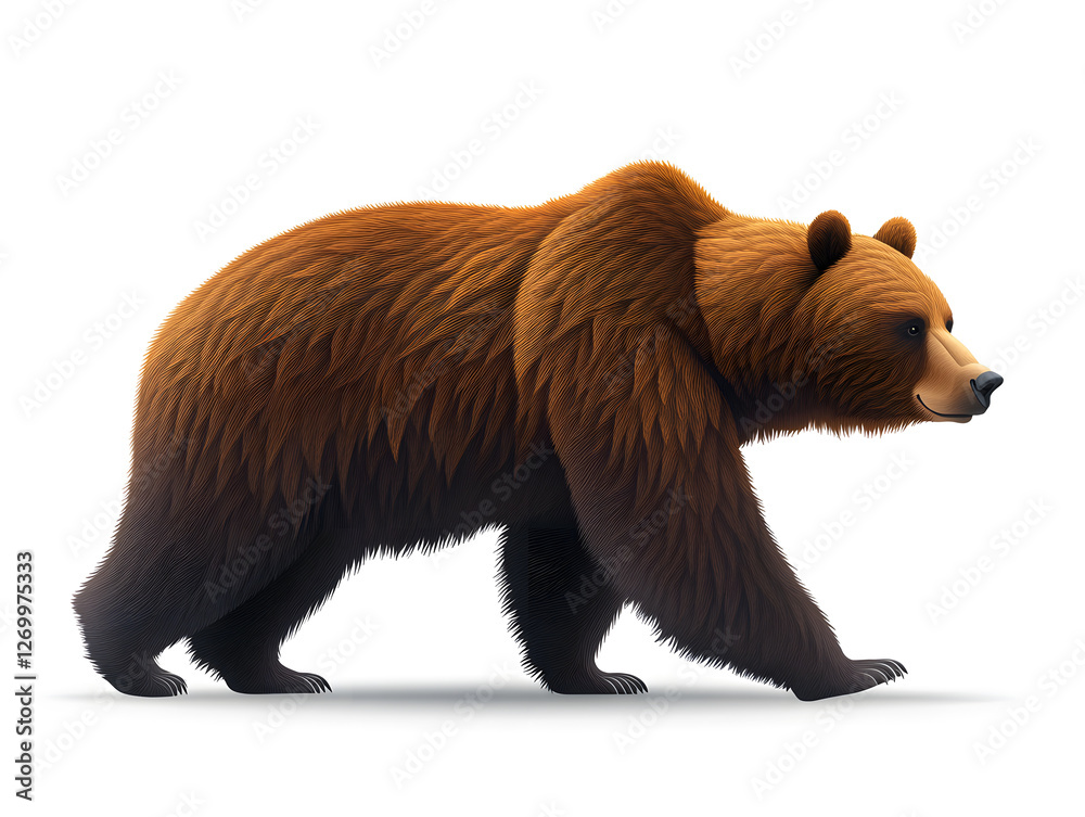 Fototapeta premium Cute Vector Bear With Playful Expression on a Simple White Background, Ideal for Children's Illustrations and Design Projects