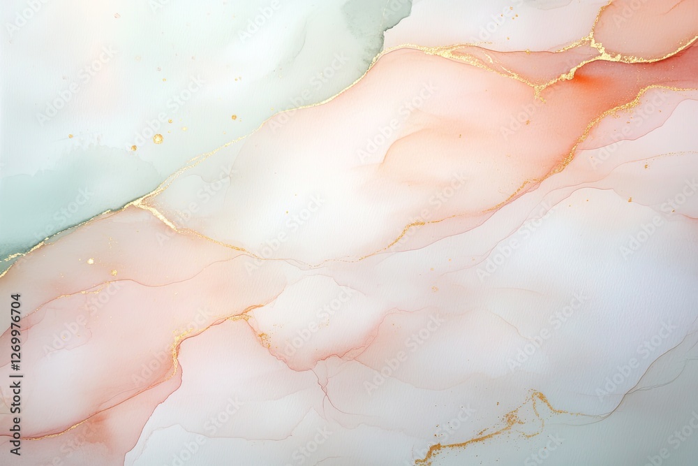 Fototapeta premium Soft pastel swirls blend harmoniously, accented by delicate gold