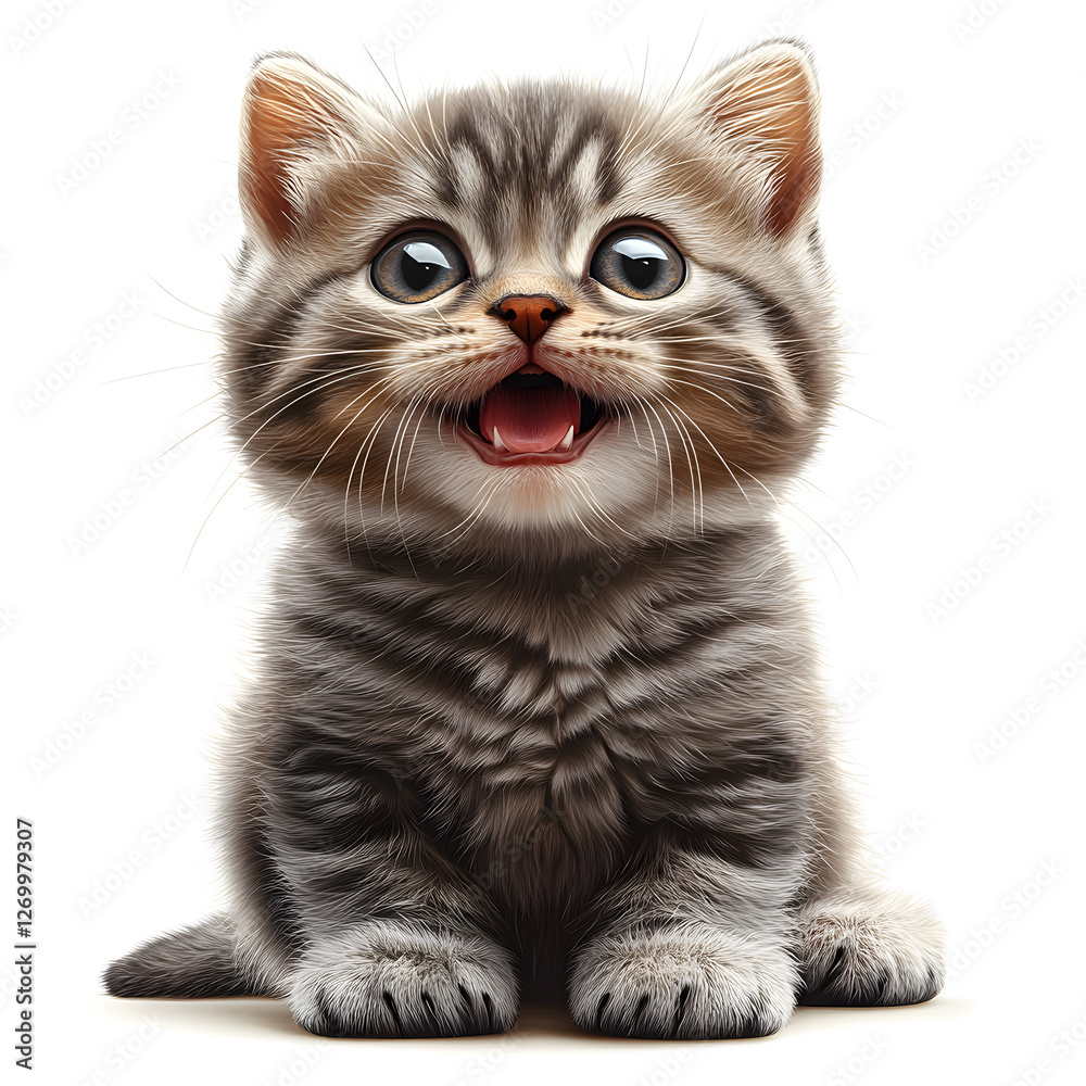 Curious kitten with big eyes playfully posing for attention in a bright setting Curious kitten with big eyes playfully posing for attention in a bright setting