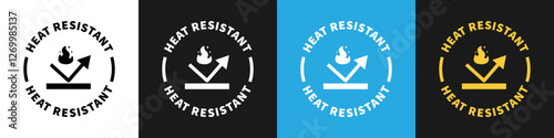 Heat Resistant vector label for products on color backgrounds.