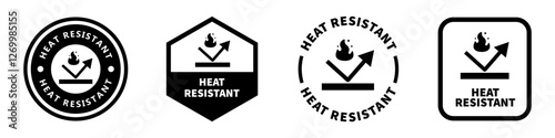 Heat Resistant - vector signs for packaging label.
