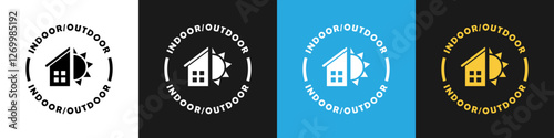Indoor and Outdoor Use vector sign for product on color background.