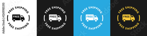 Free Shipping - vector stamp on different backgrounds.