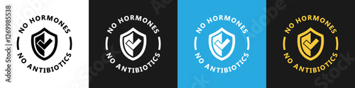 No hormones, no antibiotics - vector icon with shield isolated on backgrounds.