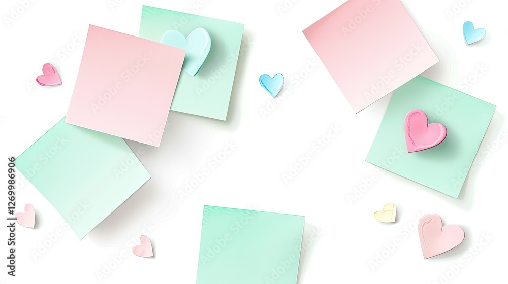 Cute pink and mint-colored post-it note vector Cute pink and mint-colored post-it note vector