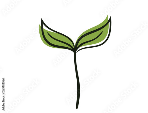 Spring sprouted plant. Seedling, planting and nature design element. Isolated vector image