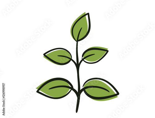 Plant with five leaves. Spring, planting and nature design element. Isolated vector image