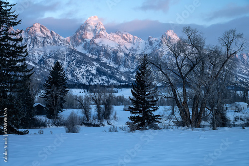 Tetons in winter;  Grand Teton NP;  Wyoming