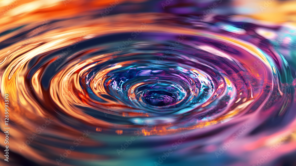 Colorful water swirl creates mesmerizing patterns with vibrant hues and reflective surfaces in artistic representation. Labyrinth of Liquid Light. Illustration Colorful water swirl creates mesmerizing patterns with vibrant hues and reflective surfaces in artistic representation. Labyrinth of Liquid Light. Illustration