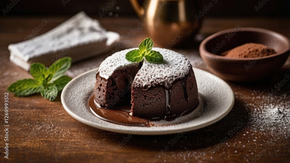Decadent Chocolate Lava Cake: Warm, Gooey Center with Vanilla Ice Cream and a Touch of Elegance Decadent Chocolate Lava Cake: Warm, Gooey Center with Vanilla Ice Cream and a Touch of Elegance