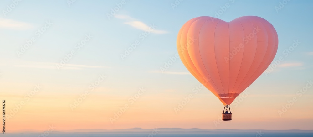 Obraz premium Heart Shaped Hot Air Balloon Soaring At Sunrise