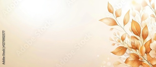 Watercolor autumn leaves are arranged along the right side